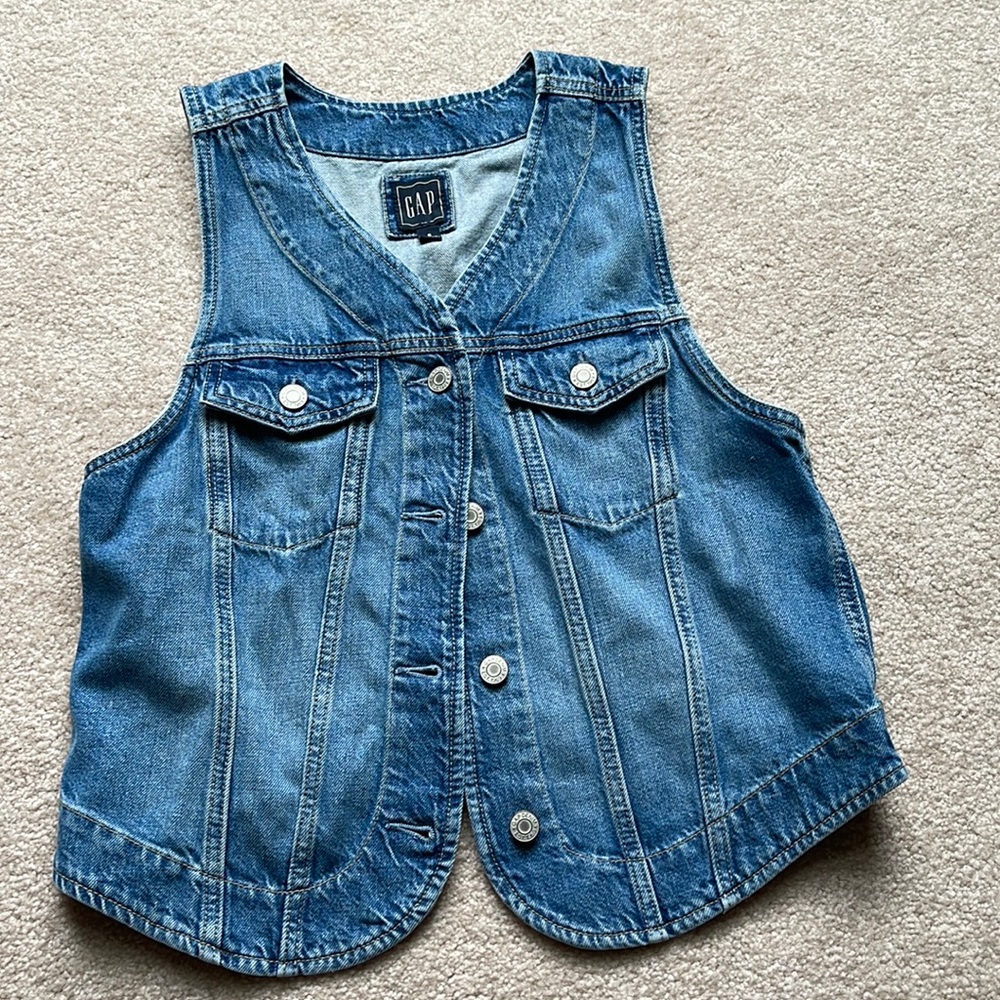 Gap Jean Button Up Vest Size Small